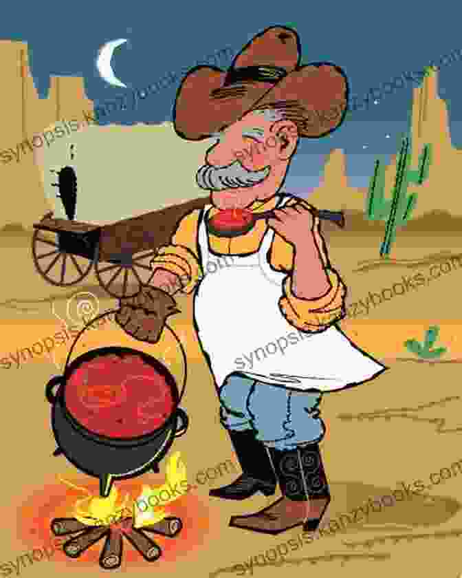 Cowboy Cooking Over A Campfire, With A Chuckwagon In The Background The Texas Cowboy Kitchen Grady Spears