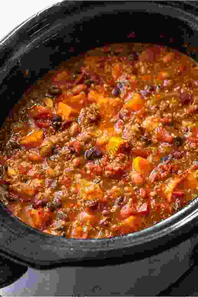 Vibrant Vegetarian Chili Simmering In A Slow Cooker Good Food Eat Well: Healthy Slow Cooker Recipes